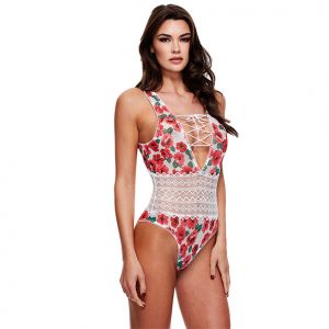 Baci - White Floral en Lace Teddy S/M