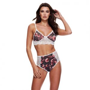 Baci - Grey Floral en Lace Bra Set S/M