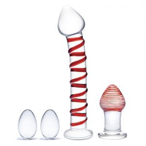 Glas - Mr. Swirly 4 pc Set with Glass Kegel Balls en Butt Plug